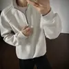 Sudadera con Media Cremallera y Cuello Alto Estilo Retro Americano Peso Pesado Holgada Top para Pareja Manga Larga para Hombre Color Sólido Ropa Deportiva Moderna