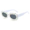 Gafas de Sol de Perlas para Mujer, Gafas Cuadradas Modernas y Elegantes con Pedrería, Gafas de Sol Hip-Hop Transfronterizas