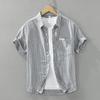8019 Camisa Masculina de Verão Fresca Listrada de Manga Curta Versátil Casual Solta Top Roupas Masculinas Dropshipping