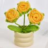Flor de Lana Hecha a Mano Girasol Terminado Flor Artificial en Maceta Regalo Rosa Flor Falsa Adornos de Flores Tejidas Exportación Transfronteriza