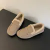 Sapatilhas Casuais Retrô, Mocassins de Couro Genuíno, Slip-Ons Preguiçosos, Sapatos Bean Quentinhos com Forro de Lã, Sapatos de Algodão Birkenstock Femininos para Outono e Inverno