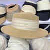 Sombrero de paja de estilo coreano para mujer, estilo retro británico, con parte superior plana, estilo vacaciones de primavera y verano, para viajes, protección solar y playa.