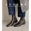 Botas Martin de Salto Baixo 2,5cm Bico Redondo Botas Elásticas Botas Emagrecedoras Versáteis Botas Curtas Novas Outono e Inverno Calçados Femininos
