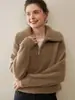 Suéter Pulóver de Punto Base Cálido para Mujer, Manga Raglán, Cuello Polo con Media Cremallera, Holgado