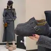 Zapatos de Algodón de Lana para Mujer Otoño e Invierno 2025 con Forro Polar, Zapatos Cálidos Grises de Piel Sintética, Zapatos Birkenstock sin Cordones, Zapatos Cómodos con Aumento de Altura Interior