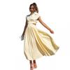 2024 Europa y Estados Unidos comercio exterior moda dulce calle verano cuello vertical color Macaron cintura vestido largo
