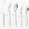 Amazon juego de cubiertos de acero inoxidable 304 con diseño de cuerda de cáñamo, cuchillo para bistec, tenedor y cuchara, cubertería gruesa de alta gama, creativa, occidental, juego de cinco piezas