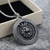 Colgante de Acero Inoxidable para Hombre Retro Europeo y Americano Collar Punk Rey León de un Solo Lado