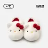 Pantuflas de algodón con licencia oficial de gatito, lindas y cálidas para uso en interiores, con un forro grueso y afelpado y suelas antideslizantes, perfectas para el invierno.