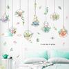 Adesivos de Parede Estilo Ins Transfronteiriço Pintados Frescos Japonês Vaso Sofá Fundo Decoração de Parede Adesivos Pendurado Cesto Plantas Adesivos