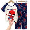 Conjunto de Pijama Infantil para Meninas, Verão Fino Manga Curta Calça Longa Roupa de Casa, Conjunto de Ar Condicionado para Meninas de Meia-Idade e Crianças Grandes, Pode Ser Usado ao Ar Livre