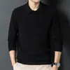 Suéter de Lana Pura Nuevo de Primavera y Otoño Transfronterizo para Hombre, Camisa Polo Casual, Suéter de Punto Cómodo y Cálido como Capa Base