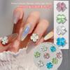 Estilo Japonês Novo Popular Estilo Pequena Fragrância Joias para Nail Art Olho de Gato Colorido Trevo de Quatro Folhas Coração Flor de Prata Liga de Diamante Joias