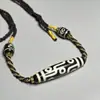 Atacado do Fabricante Colar de Contas Dzi de Nove Olhos do Tibete Colar com Pingente de Contas Dzi de Ágata Preta e Branca com Nove Olhos Corrente Original para Clavícula