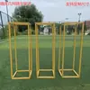 Accesorios de Arte en Hierro para Bodas Marco Cuadrado Dorado Soporte de Guía de Carretera Geométrico Decoración de Boda Marco Cuadrado Soporte para Flores Arreglo de Adornos