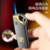 Novo Modelo Isqueiro Chama Azul Jato Reto À Prova de Vento Fogo Forte Recarregável Isqueiro de Chama Aberta Liga Slim Pequeno Portátil Acessórios para Fumar