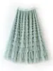 Saia de Bolo Patchwork em Renda 2026 Primavera, Verão, Outono, Inverno Novo Estilo Saia Midi Saia Longa Evasê Saia de Tule Bufante