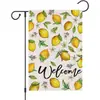 Bandera de Jardín de Verano Transfronteriza Doble Cara Limón Lino Estampado Decoración de Patio Jardín Bandera Puerta Bienvenida
