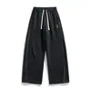 Pantalones deportivos de chándal de retazos deconstruidos con cintura elástica para hombre, pierna recta, corte holgado, tendencia otoño 2026, nuevos pantalones casuales
