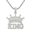 Collar con colgante de letra King de corona de diamantes completos europeos y americanos, accesorios de colgante geniales de hip-hop, rap, street dance