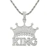 Collar con colgante de corona de letras KING de moda estilo hip hop europeo y americano, joyería genial para parejas, accesorios largos con incrustaciones de diamantes