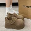 Zapatos de Plataforma Estilo Birkenstock para Mujeres Menudas, Novedad Otoño 2025 Mocasines Retro sin Cordones