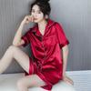 Pijama de Seda Tamanho Grande Feminina Primavera e Outono Estilo Coreano Casual Pequeno Lapela Cardigã Roupa de Casa Manga Longa Conjunto Doce 5XL