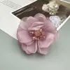 Flores de Gasa al por Mayor de 8 cm Accesorios para el Cabello de Niños Flor Grande con Pedrería de Epoxy Cosida a Mano Flor Decorativa Grande para Vestido de Novia Ramillete