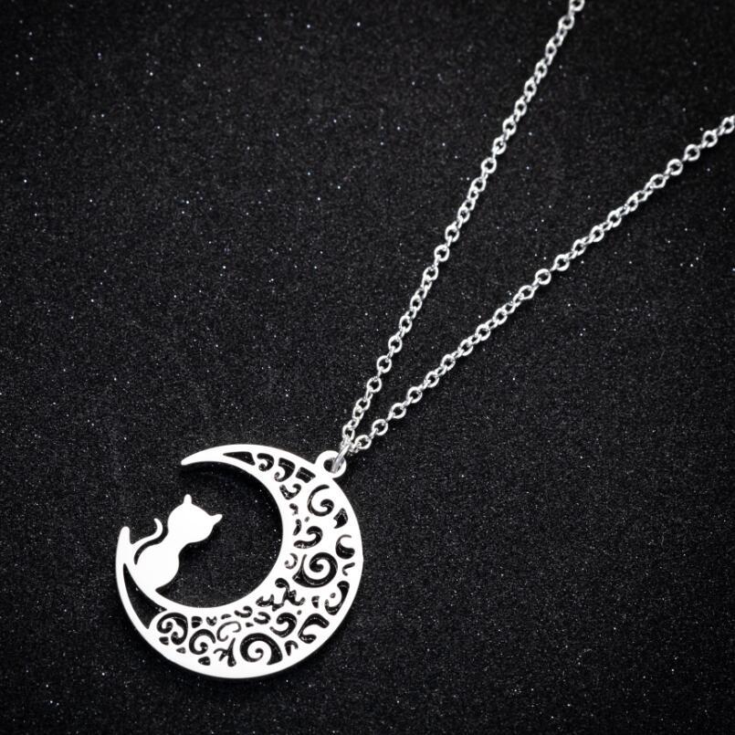 Hollow Moon Cat Stainless Stee