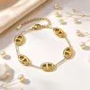Pulsera de Acero de Titanio de Lujo Ligero para Mujer, Chapada en Oro de 18K, Cadena con Eslabones Pig Nose en Forma de D, Moderna y Versátil, Joyería Bestseller Transfronteriza, Venta Directa de Fábrica