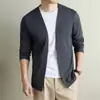 Yingao Nuevo Cárdigan de Punto para Hombre de Otoño Chaqueta Fina Lisa de Manga Larga Estilo Old Money Casual Chaqueta Transfronteriza