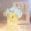 Lâmpada de Flor Rosa Famosa na Internet com Luz de Cristal e Base de Madeira Maciça, Dia dos Namorados, Festival Qixi, Decoração de Aniversário, Presente de Feriado