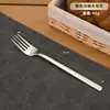 Juego de Cuchillo, Tenedor y Cuchara de Acero Inoxidable 304 con Mango Cuadrado, Cubiertos Gruesos Estilo Occidental, Tenedor y Cuchara de Postre, Juego de Cuchillo, Tenedor y Cuchara para Filete de Hotel