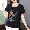 Camiseta de manga corta de algodón puro para mamá, vestido holgado de verano 2024 para mujer, de media manga, talla grande, informal, para mujeres de mediana edad y mayores, con diseño estilizado que cubre el vientre.