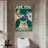 ¿Estás haciendo caca Gato Divertido Divertido Pintura Decorativa para Baño Inodoro Lienzo para Inodoro