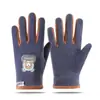 Luvas de Veludo Austríaco Quentes com Forro de Fleece para Outono e Inverno, Esportes de Ciclismo ao Ar Livre, Corta-Vento e Resistentes ao Frio, Fofas de Cinco Dedos para Homens, Mulheres e Crianças