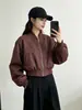 Jaqueta curta feminina 2026 nova de alta qualidade simples casual solta gola alta design moderno jaqueta feminina petite