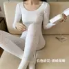Pijama de cachorro dálmata fofo de desenho animado para outono e inverno para mulheres, top térmico de fleece com gola redonda e bordado, conjunto de duas peças para casa