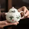 Jingdezhen Pintado a Mano Cerámica Famille Rose Fruta de Durazno Tetera Doméstica Gongfu Tetera Individual para Preparar Té Juego de Té Retro Japonés