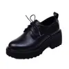 Mocasines populares de suela gruesa para aumentar la altura, nuevo modelo de otoño 2026, con cordones, punta redonda, ligeros, estilo británico, corte profundo, casuales, para mujer