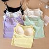 Verão Gelo Seda Fresco Cor Sólida Camisole Costas Lindas Bojo Integrado Emagrecimento Versátil Top Base
