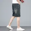 Shorts jeans reto slim fit masculino de alta qualidade, estilo fino de verão, novo modelo 2025, comprimento médio, elástico e respirável