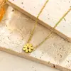 Colar de Margarida em Aço Titânio para Mulheres, Corrente para Clavícula, Joias em Aço Titânio