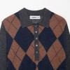 Outono e Inverno 2025 Novo Moda de Rua Casual Europeia e Americana Feminina Camisa Polo Tricotada com Losangos W03 6912