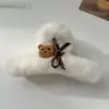 Grampo de Cabelo de Urso de Pelúcia Outono e Inverno para Mulheres, Presilha Grande Fofa para Penteados no Topo da Cabeça, Acessório de Cabelo Presilha Tubarão