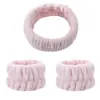 Faixa de Cabelo para Lavar o Rosto, Pulseiras de Pulso, Conjunto de Três Peças, Faixa de Cabelo Feminina de Celebridade da Internet, Faixa de Cabelo de Pelúcia Lisa para Casa, Faixa de Cabelo Absorvente para Lavar o Rosto