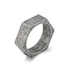 Anillo de acero de titanio con viento neutro frío, seis lados lisos con letras, nicho de moda para hombre, personalidad, anillo de acero inoxidable