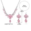 Set Transfronterizo de Joyería de Zirconia Microincrustada Europea y Americana, Flor Rosa Gota de Agua Todo Diamante Cadena para Clavícula de Uso Diario para Mujeres