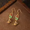 Nuevos Pendientes Chinoserie, de Alta Gama y Elegantes, Pendientes de Citrino Natural, Pendientes Decorativos Hechos a Mano de Estilo Clásico