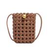 Estilo Maillard Tejido a Mano Conveniente Compacto Mini Bolso de Hombro Cruzado para Teléfono Móvil Hebilla Dorada Bolso Cuadrado Pequeño Bolsa de Exportación